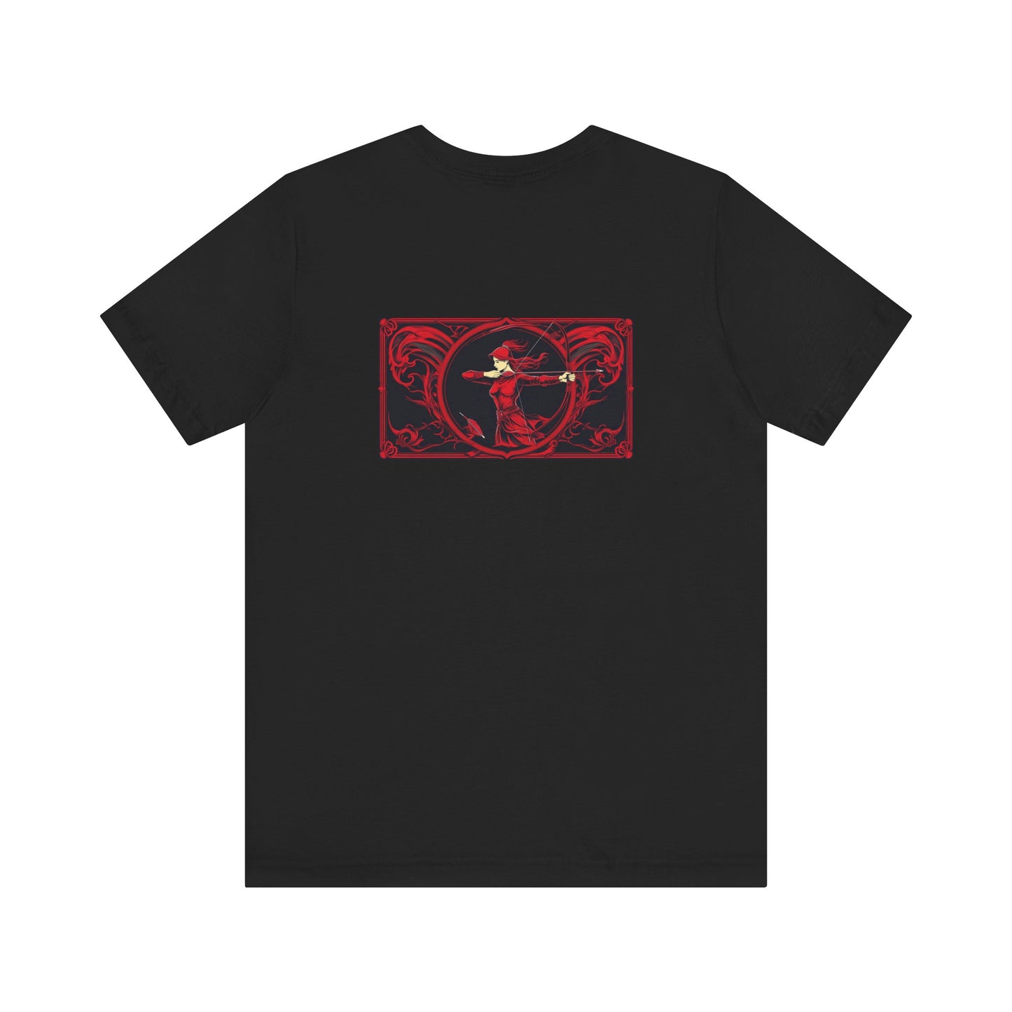 Sagittario - Zodiaco gotico, maglietta con grafica rossa sul retro. Zodiaco nell'ombra