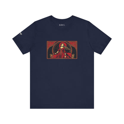 Vergine - T-shirt Zodiaco gotico. Grafica rossa sul davanti. Zodiaco nell'ombra.