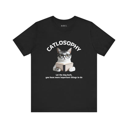 Maglietta a maniche corte unisex Catlosophy – Design "Lascia che il cane abbai"