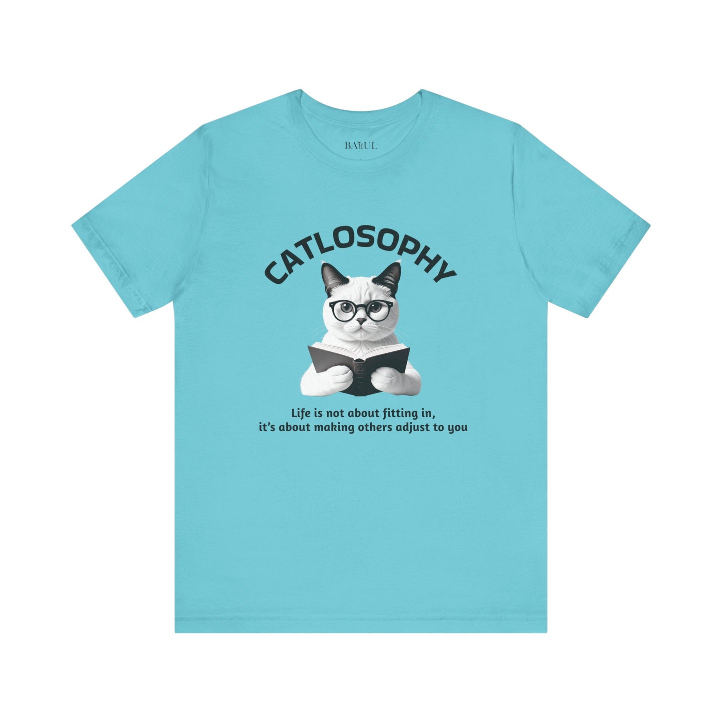 Maglietta a maniche corte unisex Catlosophy – Design "La vita non consiste nell'adattarsi"
