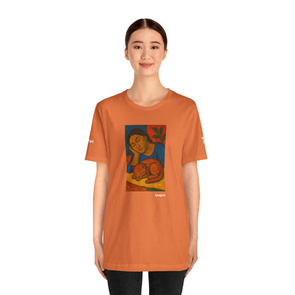 T-shirt unisex CATART - GAUGUIN - Un dipinto iconico rivisitato con i gatti
