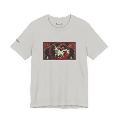 Capricorno - T-shirt Zodiaco gotico. Grafica rossa sul davanti. Zodiaco nell'ombra.
