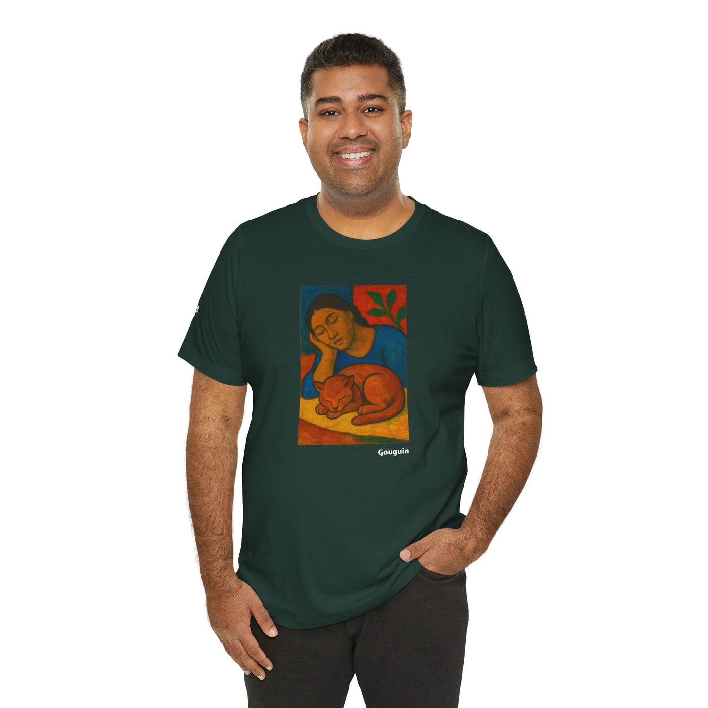 T-shirt unisex CATART - GAUGUIN - Un dipinto iconico rivisitato con i gatti