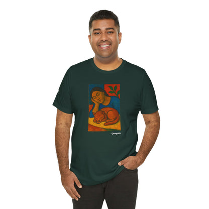 T-shirt unisex CATART - GAUGUIN - Un dipinto iconico rivisitato con i gatti