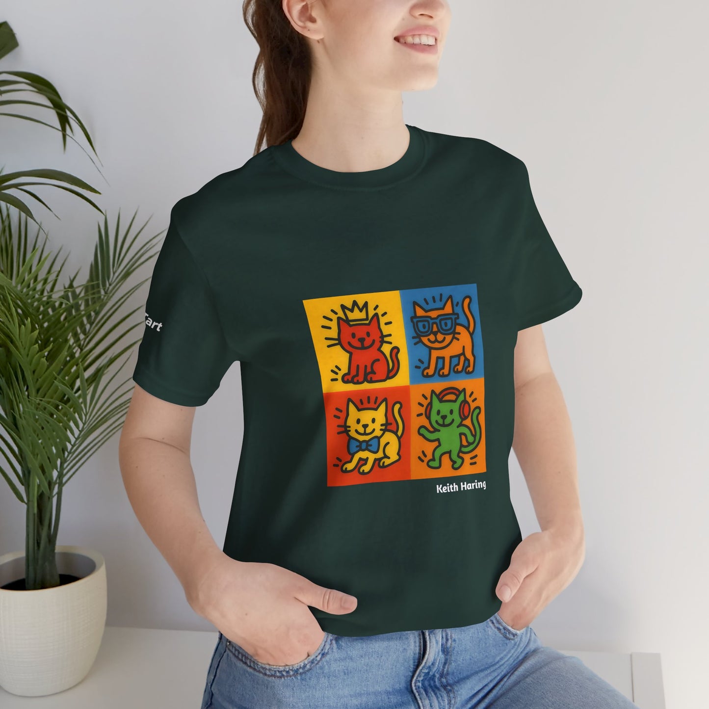 T-shirt unisex CATART - KEITH HARING - Un dipinto iconico rivisitato con i gatti