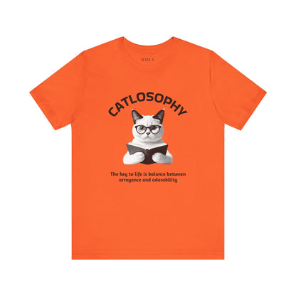 Catlosophy Maglietta unisex a maniche corte in jersey – Design "La chiave della vita"