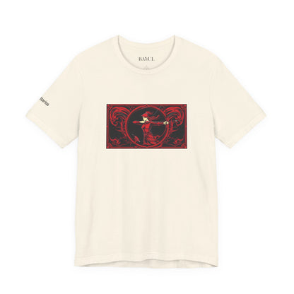 Sagittario - T-shirt Zodiaco gotico. Grafica rossa sul davanti. Zodiaco nell'ombra.