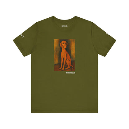 Unisex T-Shirt con cane DOGART  - MODIGLIANI - Un dipinto iconico rivisitato con i cani
