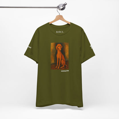 Unisex T-Shirt con cane DOGART  - MODIGLIANI - Un dipinto iconico rivisitato con i cani
