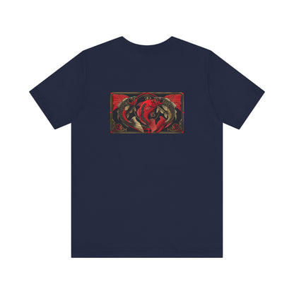 Pesci - Zodiaco gotico, maglietta con grafica rossa sul retro. Zodiaco nell'ombra