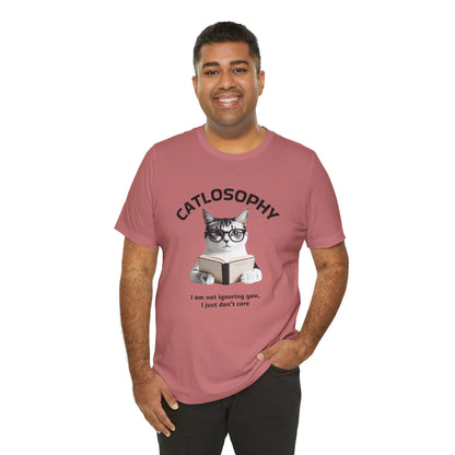 Catlosophy Unisex Jersey Maglietta a maniche corte – Design "Non ti sto ignorando, solo che non me ne frega niente"