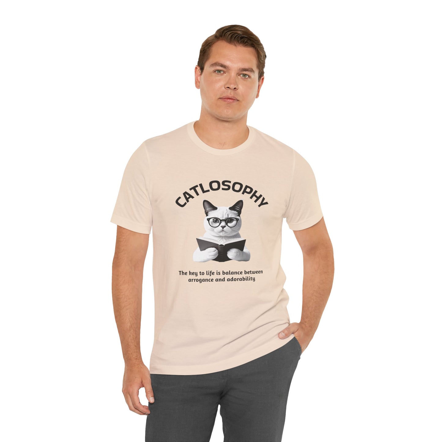 Catlosophy Maglietta unisex a maniche corte in jersey – Design "La chiave della vita"