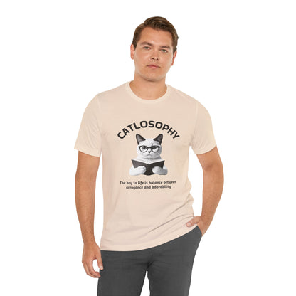 Catlosophy Maglietta unisex a maniche corte in jersey – Design "La chiave della vita"