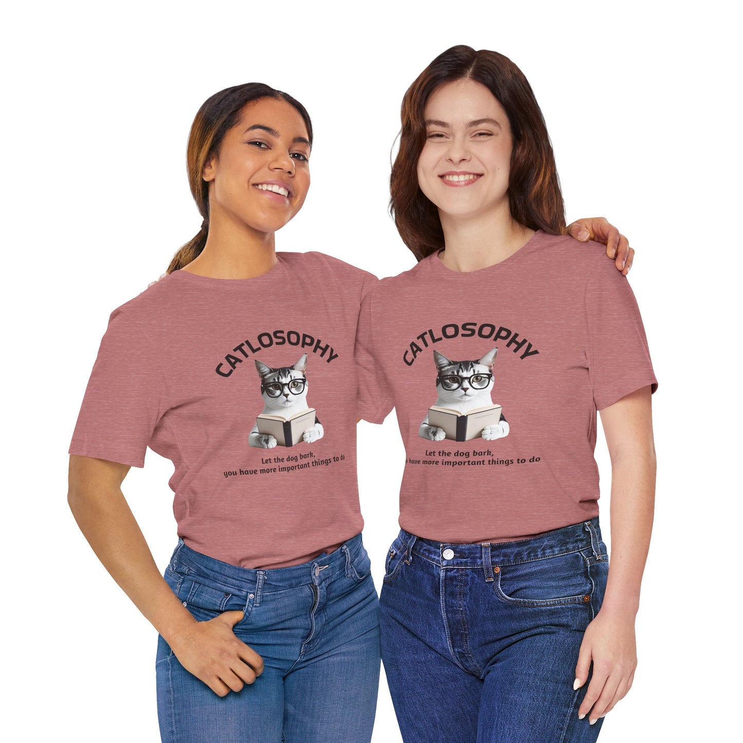 Maglietta a maniche corte unisex Catlosophy – Design "Lascia che il cane abbai"