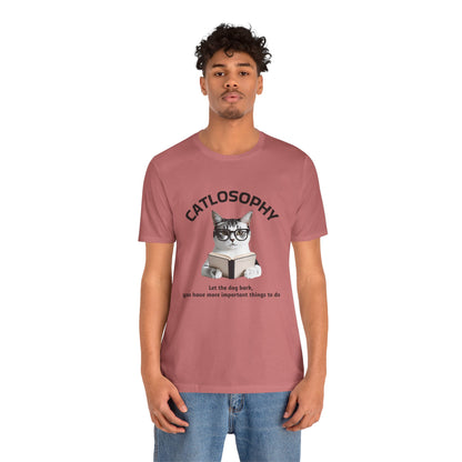 Maglietta a maniche corte unisex Catlosophy – Design "Lascia che il cane abbai"