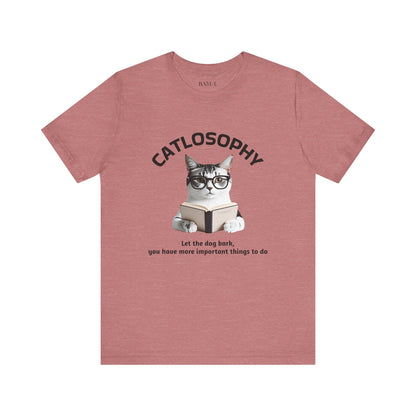 Maglietta a maniche corte unisex Catlosophy – Design "Lascia che il cane abbai"