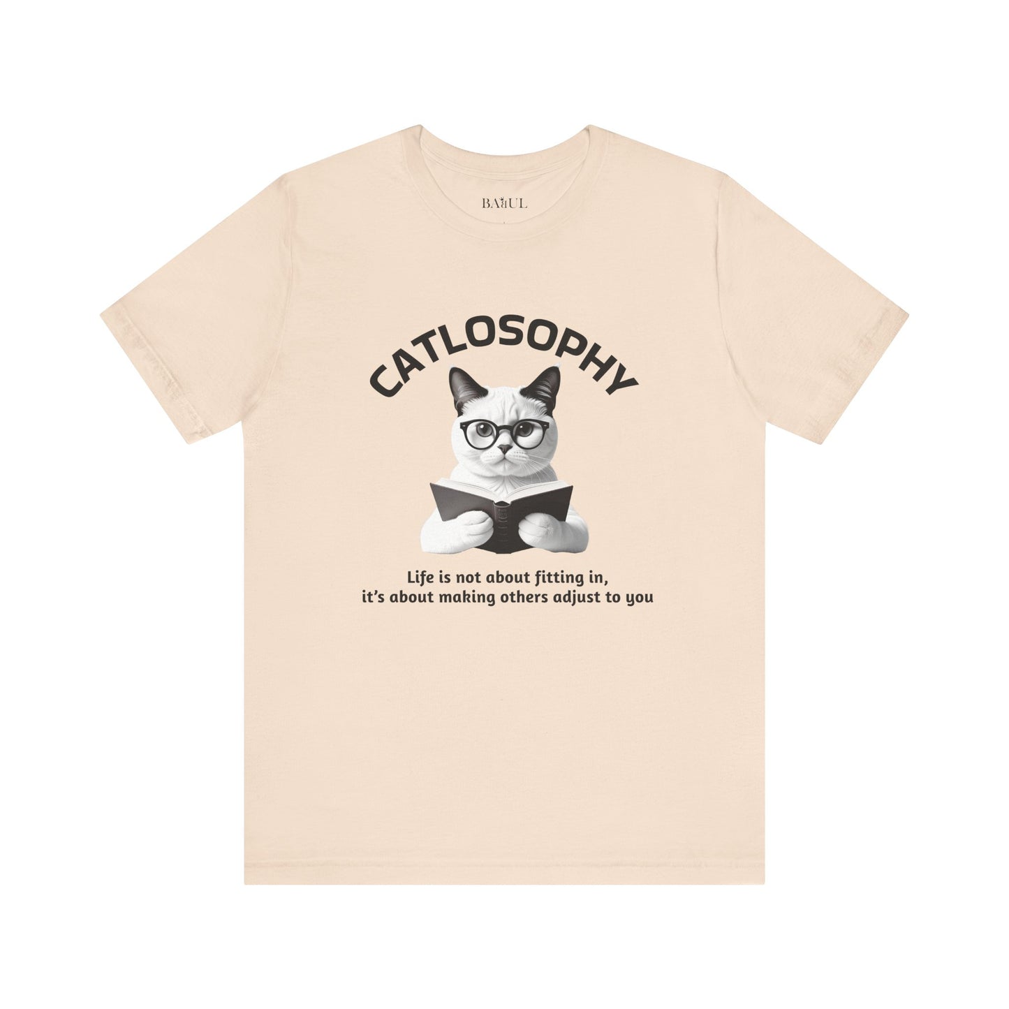 Maglietta a maniche corte unisex Catlosophy – Design "La vita non consiste nell'adattarsi"