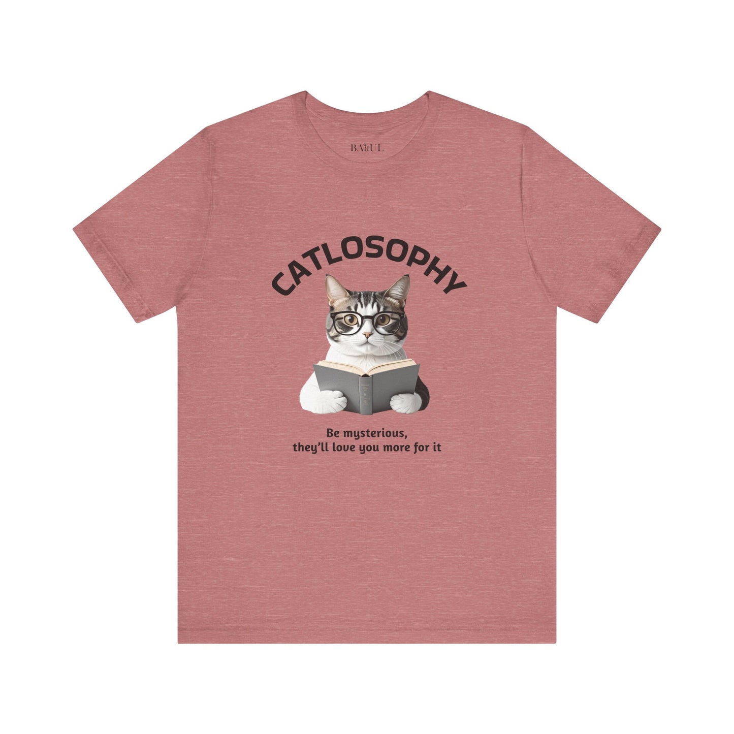 Catlosophy Unisex Jersey Maglietta a maniche corte – Design "Sii misterioso"