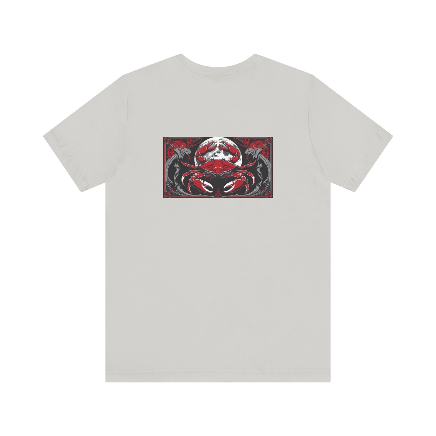 Cancro - Zodiaco gotico, maglietta con grafica rossa sul retro. Zodiaco nell'ombra