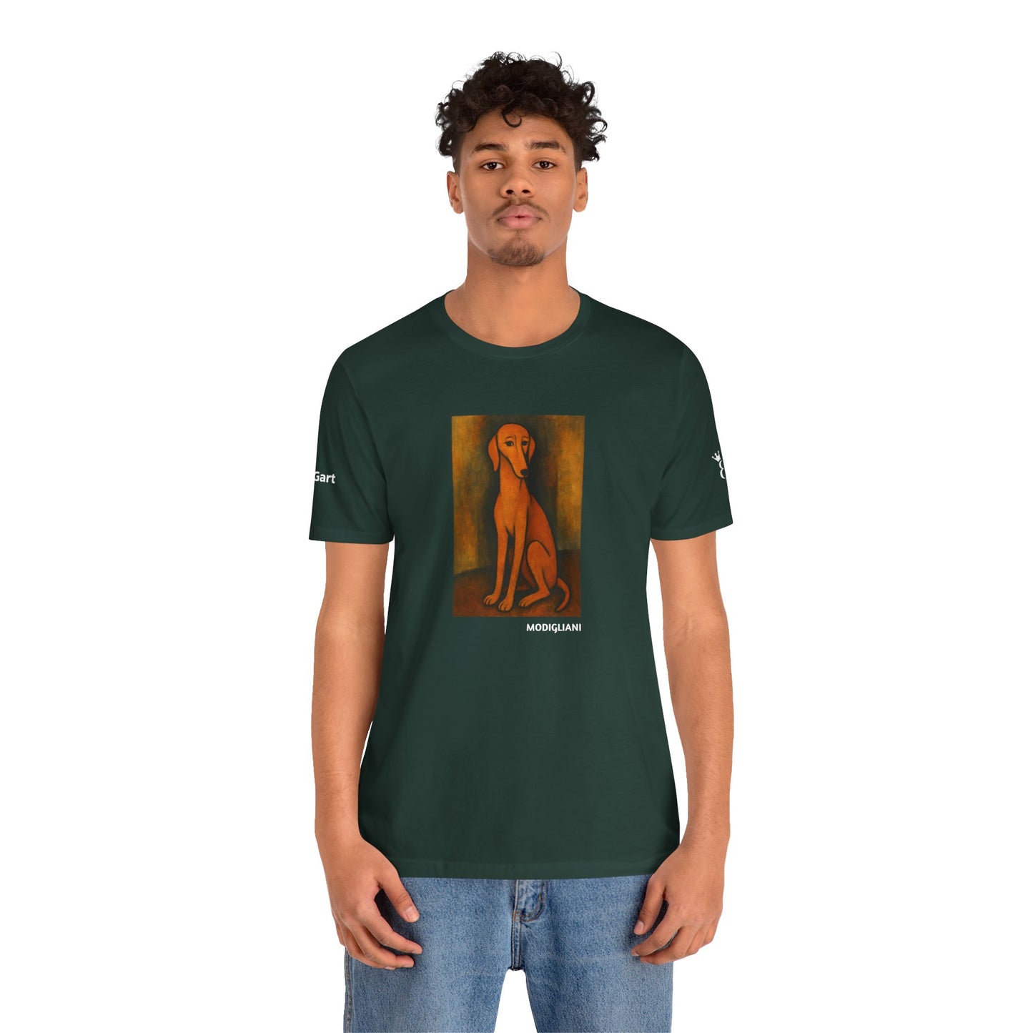 Unisex T-Shirt con cane DOGART  - MODIGLIANI - Un dipinto iconico rivisitato con i cani