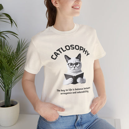 Catlosophy Maglietta unisex a maniche corte in jersey – Design "La chiave della vita"