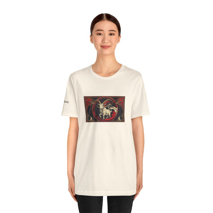 Capricorno - T-shirt Zodiaco gotico. Grafica rossa sul davanti. Zodiaco nell'ombra.