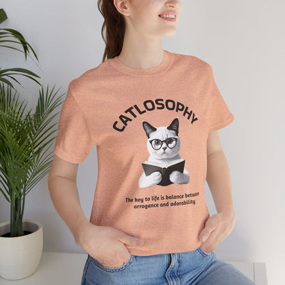 Catlosophy Maglietta unisex a maniche corte in jersey – Design "La chiave della vita"