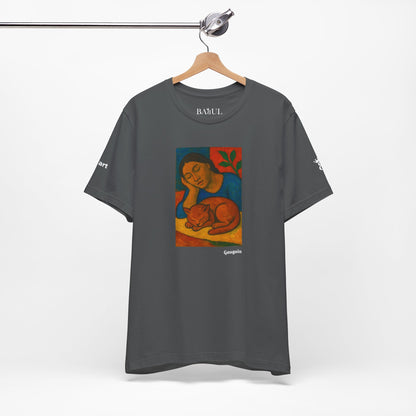T-shirt unisex CATART - GAUGUIN - Un dipinto iconico rivisitato con i gatti