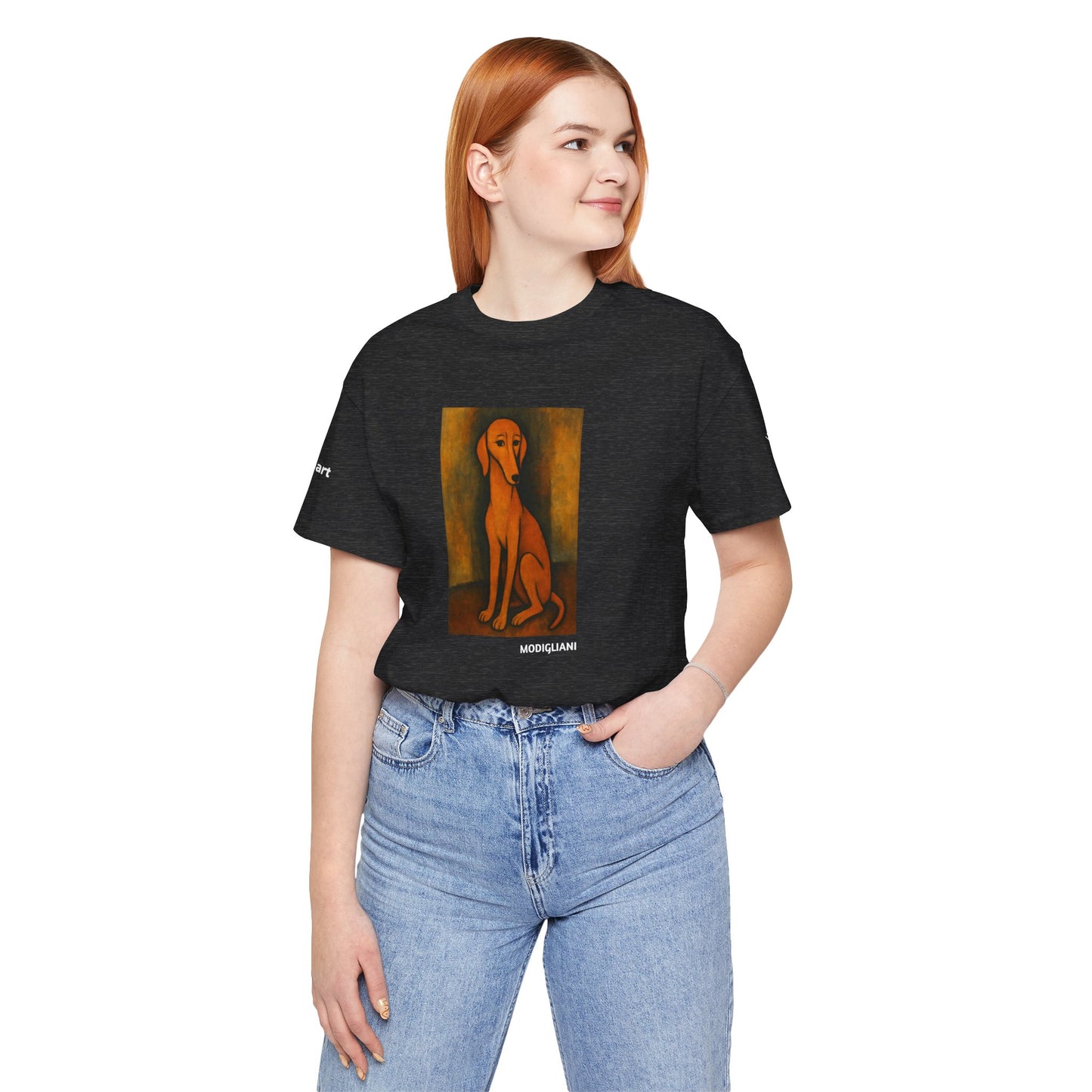 Unisex T-Shirt con cane DOGART  - MODIGLIANI - Un dipinto iconico rivisitato con i cani