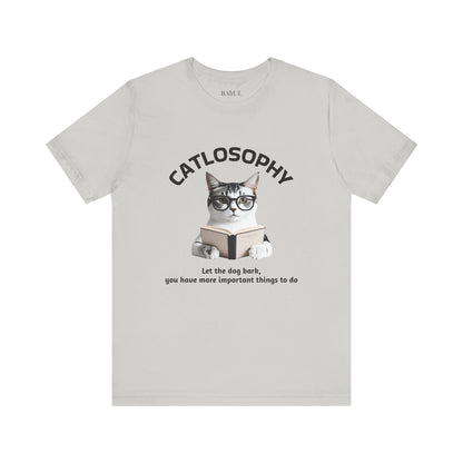 Maglietta a maniche corte unisex Catlosophy – Design "Lascia che il cane abbai"