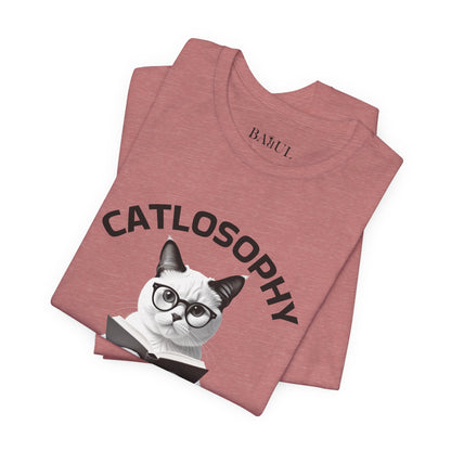 Maglietta a maniche corte unisex Catlosophy – Design "La vita non consiste nell'adattarsi"
