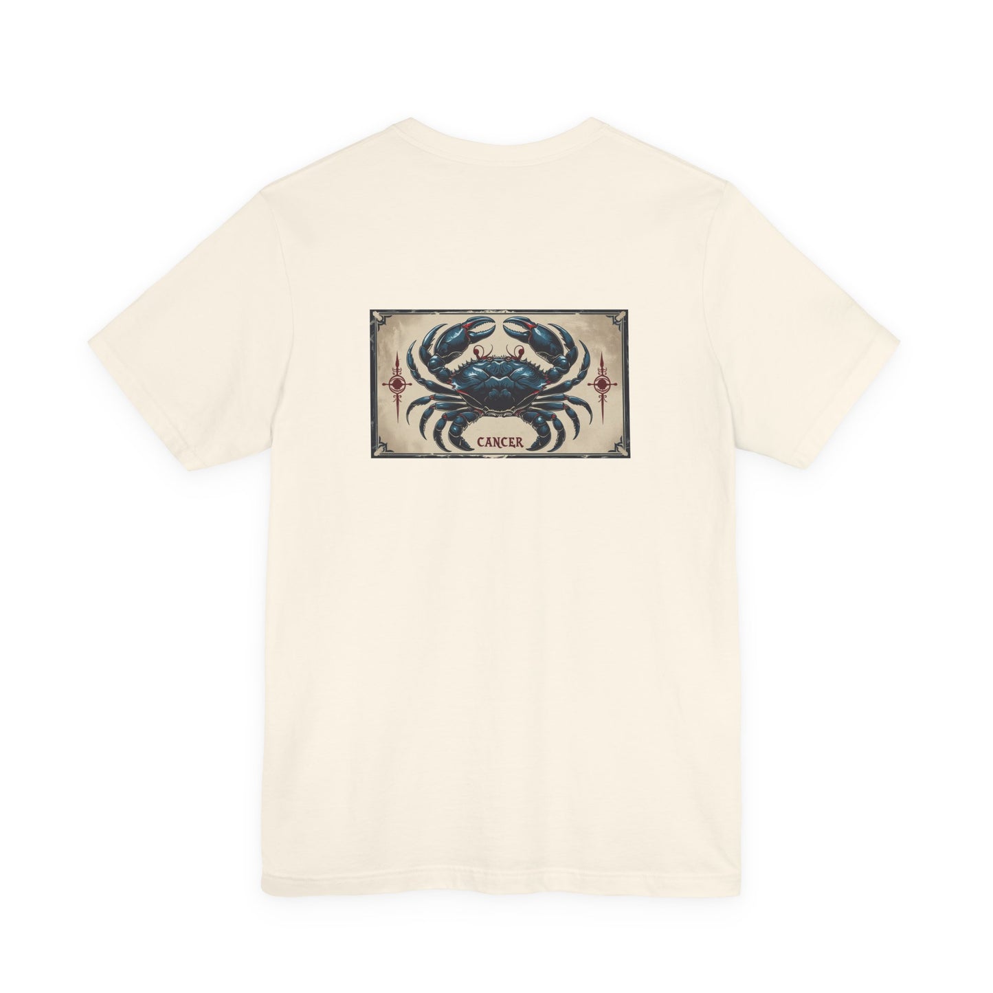 Cancro - T-shirt con segno zodiacale gotico. Grafica blu sul retro. Segno zodiacale nell'ombra.