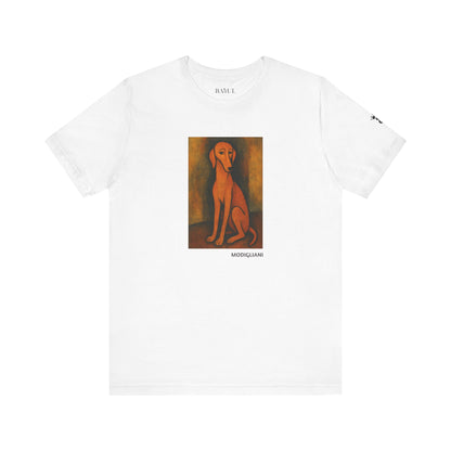 Unisex T-Shirt con cane DOGART  - MODIGLIANI - Un dipinto iconico rivisitato con i cani