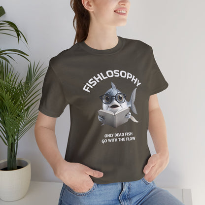 Fishlosophy Unisex Jersey Maglietta a maniche corte – Le profondità dell'oceano non sono per i deboli di cuore.