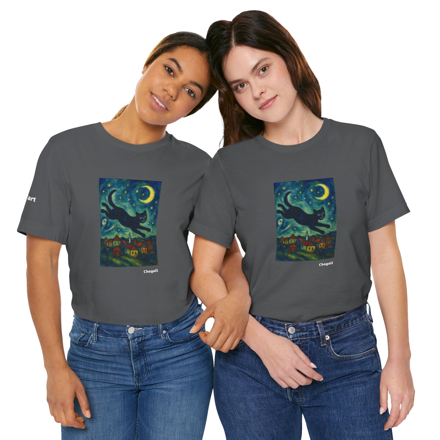 T-shirt unisex CATART - MARC CHAGALL - Un dipinto iconico rivisitato con i gatti