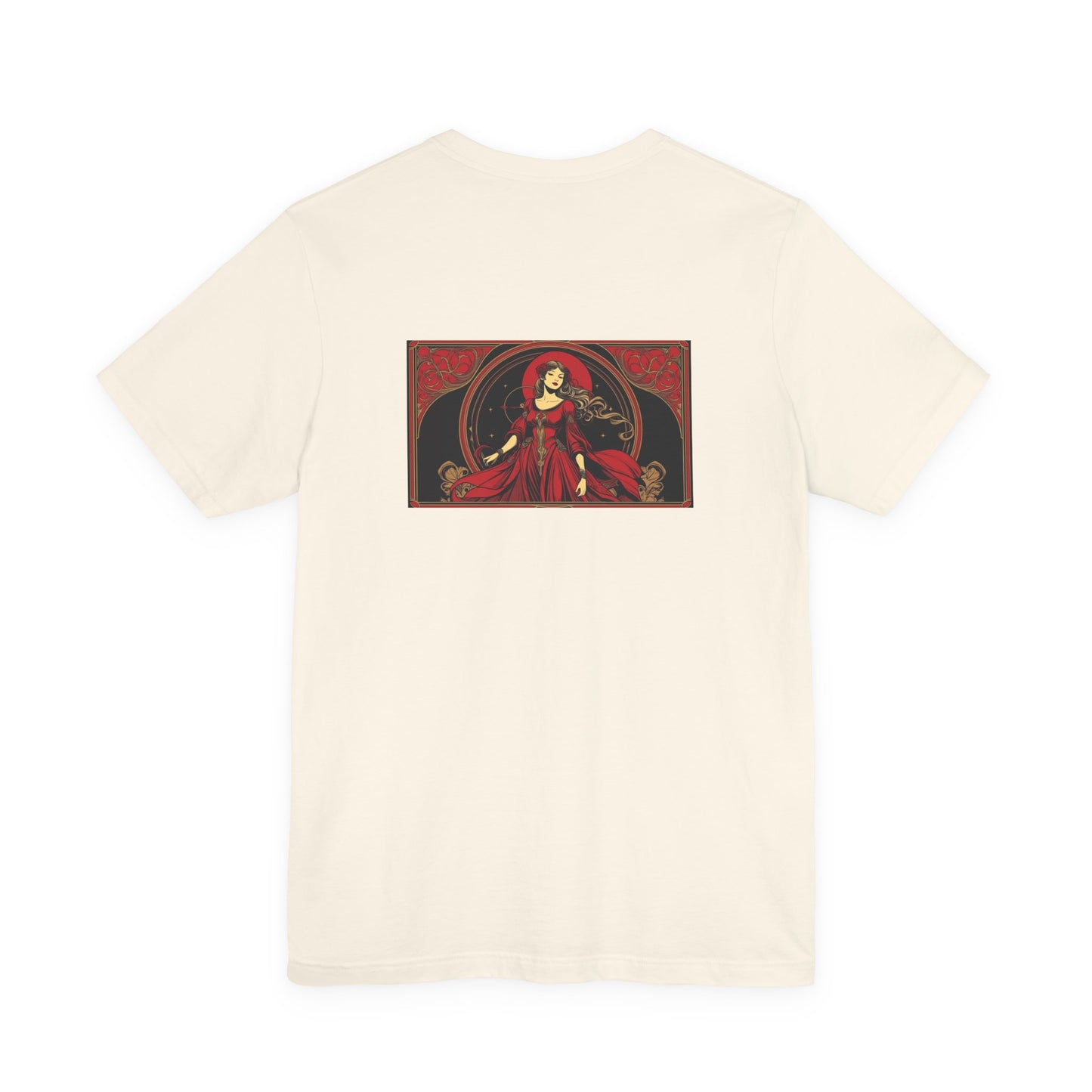 Vergine - Zodiaco gotico, maglietta con grafica rossa sul retro. Zodiaco nell'ombra