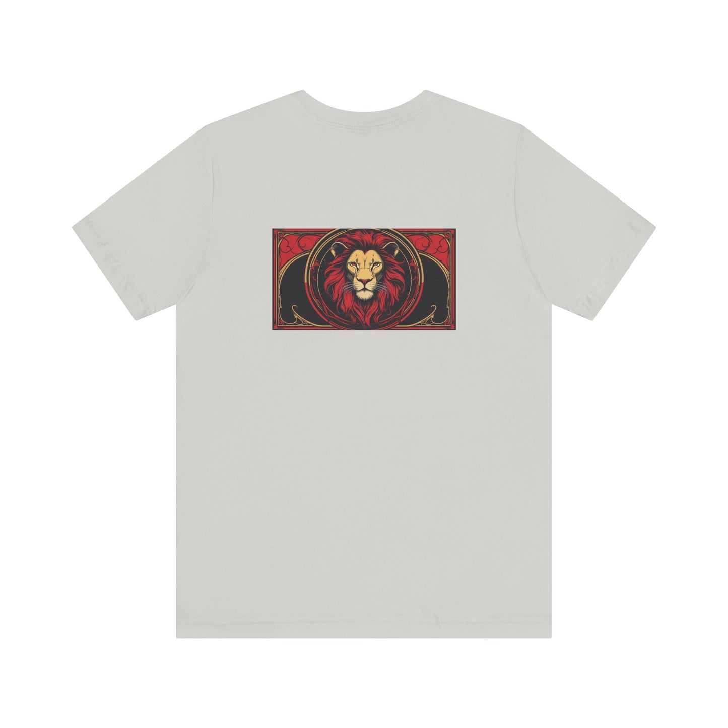 Leone - Zodiaco gotico, maglietta con grafica rossa sul retro. Zodiaco nell'ombra