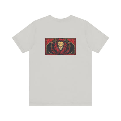 Leone - Zodiaco gotico, maglietta con grafica rossa sul retro. Zodiaco nell'ombra