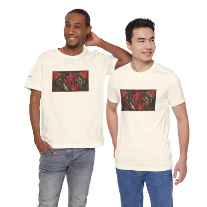 Pesci - T-shirt Zodiaco gotico. Grafica rossa sul davanti. Zodiaco nell'ombra.