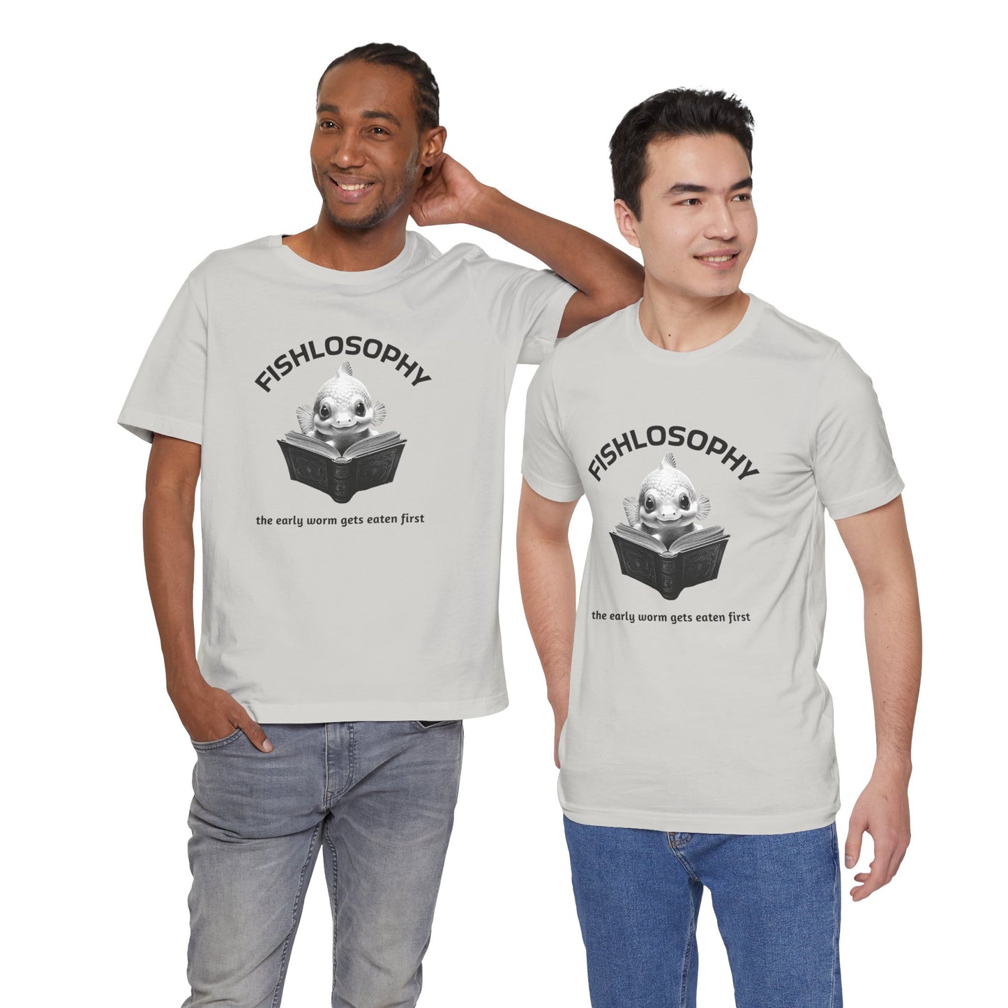 Maglietta a maniche corte unisex Fishlosophy – I vermi che hanno fretta vengono mangiati per primi.