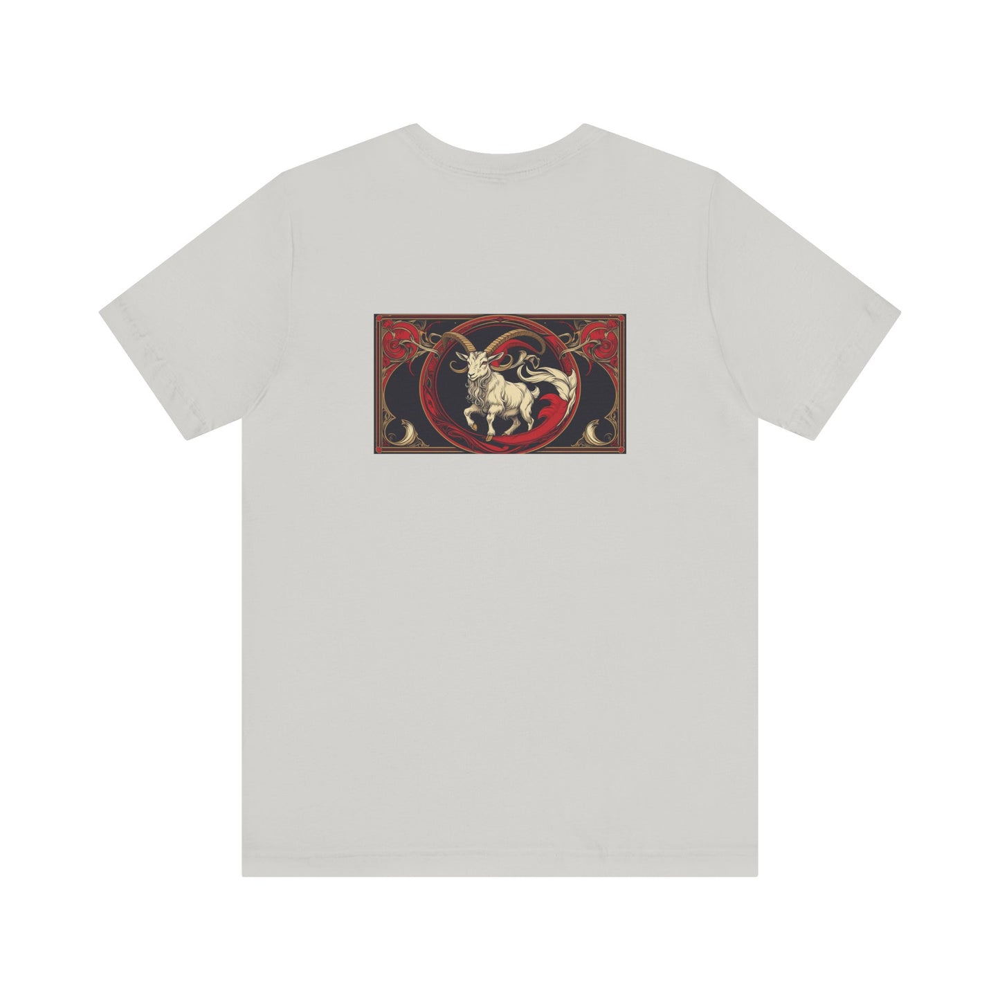 Capricorno - Zodiaco gotico, maglietta con grafica rossa sul retro. Zodiaco nell'ombra