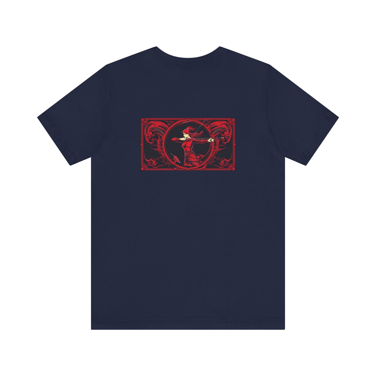 Sagittario - Zodiaco gotico, maglietta con grafica rossa sul retro. Zodiaco nell'ombra