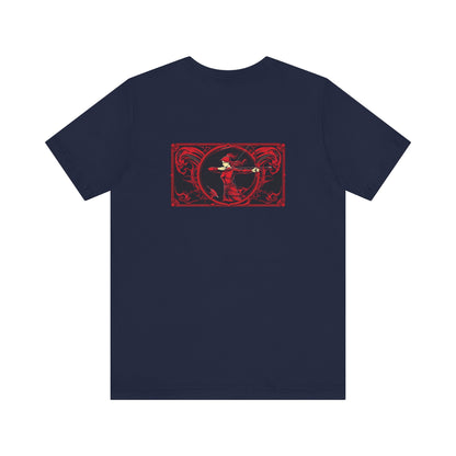 Sagittario - Zodiaco gotico, maglietta con grafica rossa sul retro. Zodiaco nell'ombra