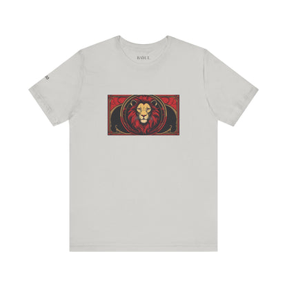 Leone - T-shirt Zodiaco gotico. Grafica rossa sul davanti. Zodiaco nell'ombra.