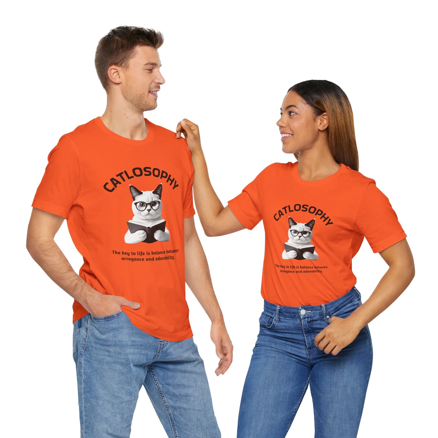 Catlosophy Maglietta unisex a maniche corte in jersey – Design "La chiave della vita"