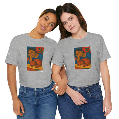 T-shirt unisex CATART - GAUGUIN - Un dipinto iconico rivisitato con i gatti