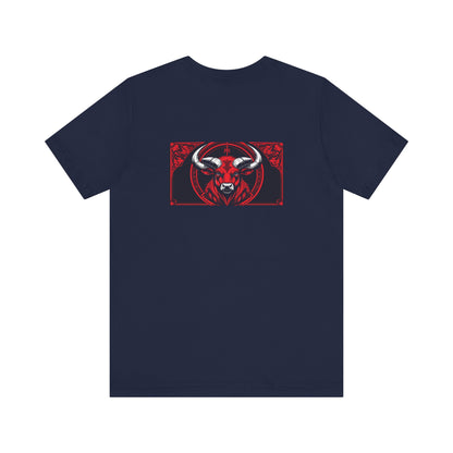 Toro - Zodiaco gotico, maglietta con grafica rossa sul retro. Zodiaco nell'ombra