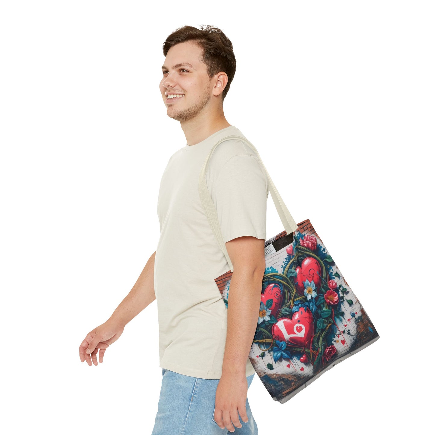 Artistic Surge - Eco-Friendly Canvas Tote Bag - HEARTS OF LOVE