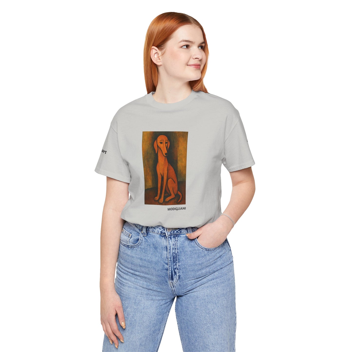 Unisex T-Shirt con cane DOGART  - MODIGLIANI - Un dipinto iconico rivisitato con i cani