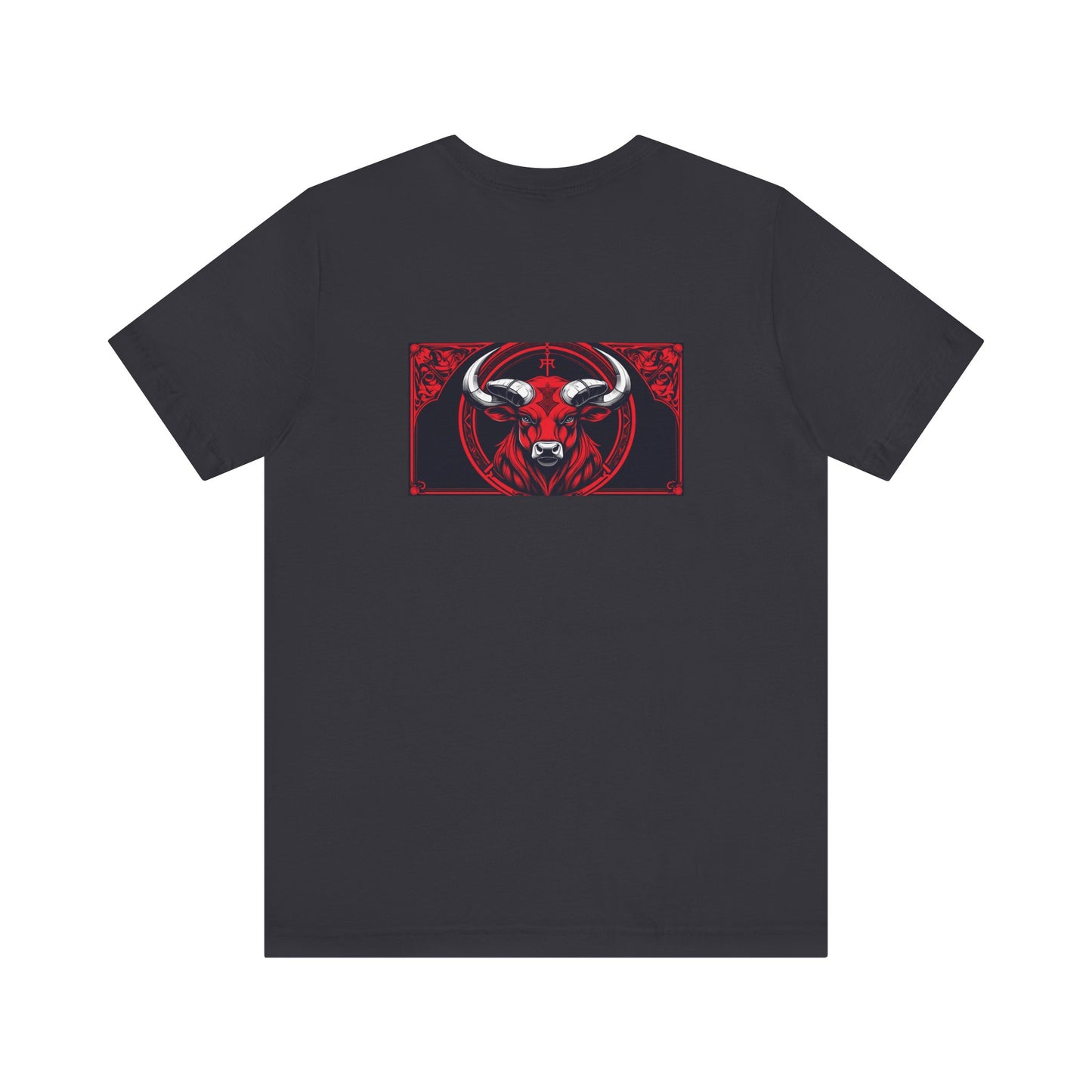 Toro - Zodiaco gotico, maglietta con grafica rossa sul retro. Zodiaco nell'ombra